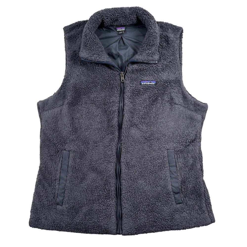 Patagonia Los Gatos Fleece Vest Women Large Gray Full Zip High Pile Soft Layer
